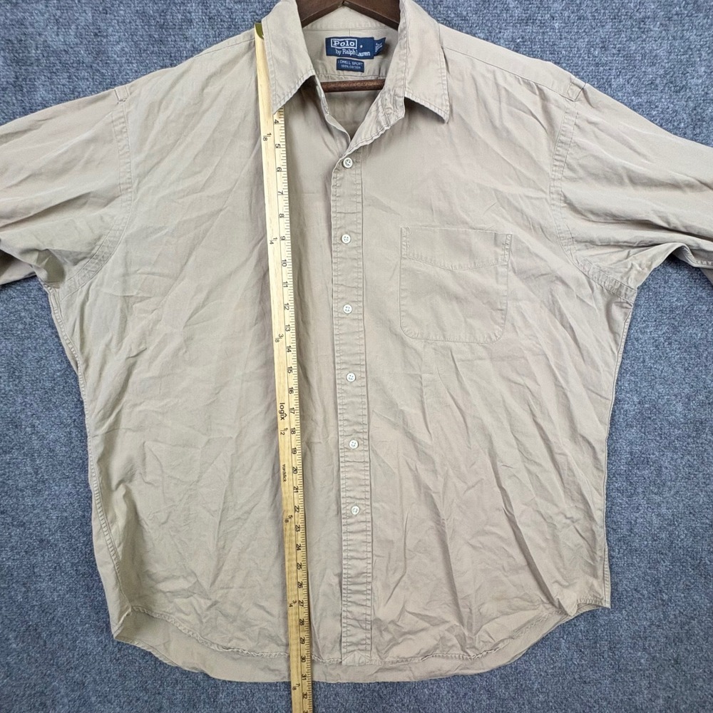 Polo Ralph Lauren Button Down Mens XL Tan Lowell Sport Cotton Khaki Shirt - Picture 5 of 7